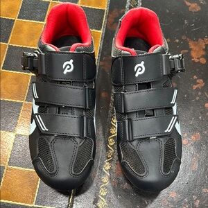 Peloton Black Cycling Shoes with Red Lining